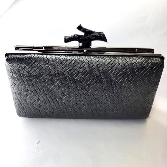 Elegant Evening Black Clutch Purse Cocktail Purse Wedding Evening Purse- NEW - Picture 6 of 11